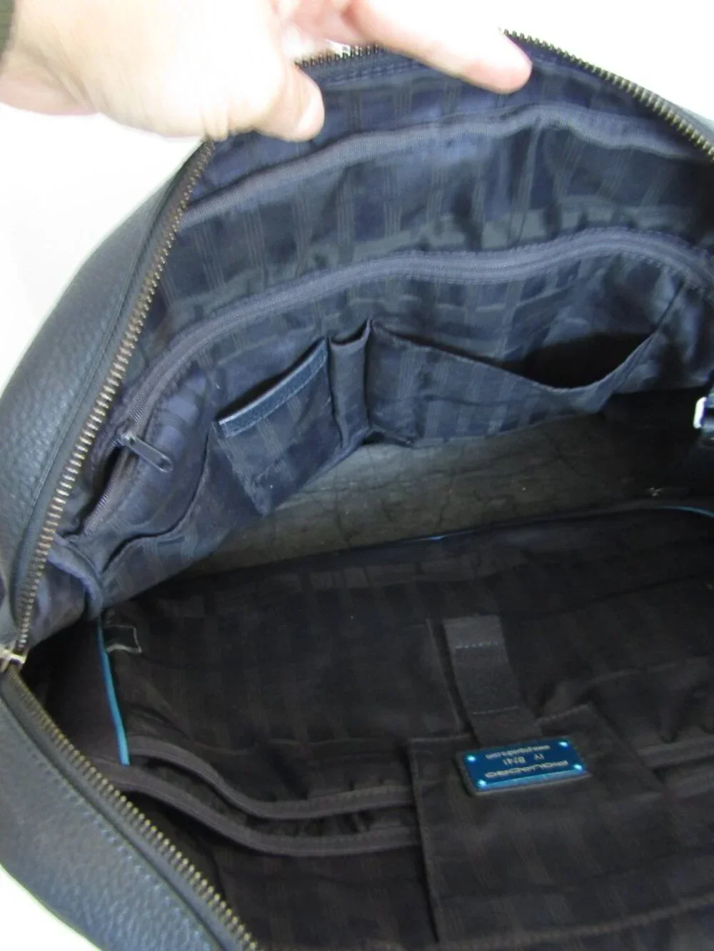 Piquadro Men's Blue/Brown  Leather Work Bag Briefcase